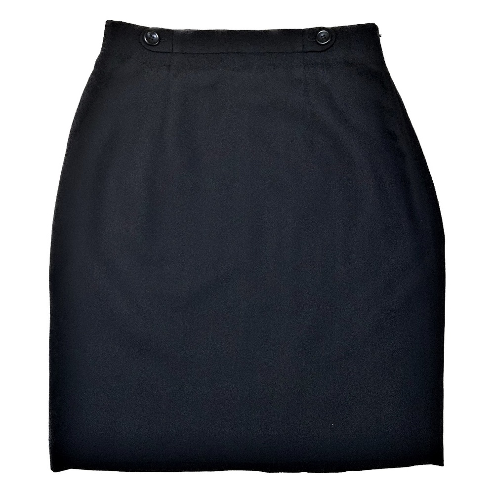 Ann Taylor 100% Wool Skirt - Black - Vintage 1990s 90s Buttons‎ Lined - Size 10
